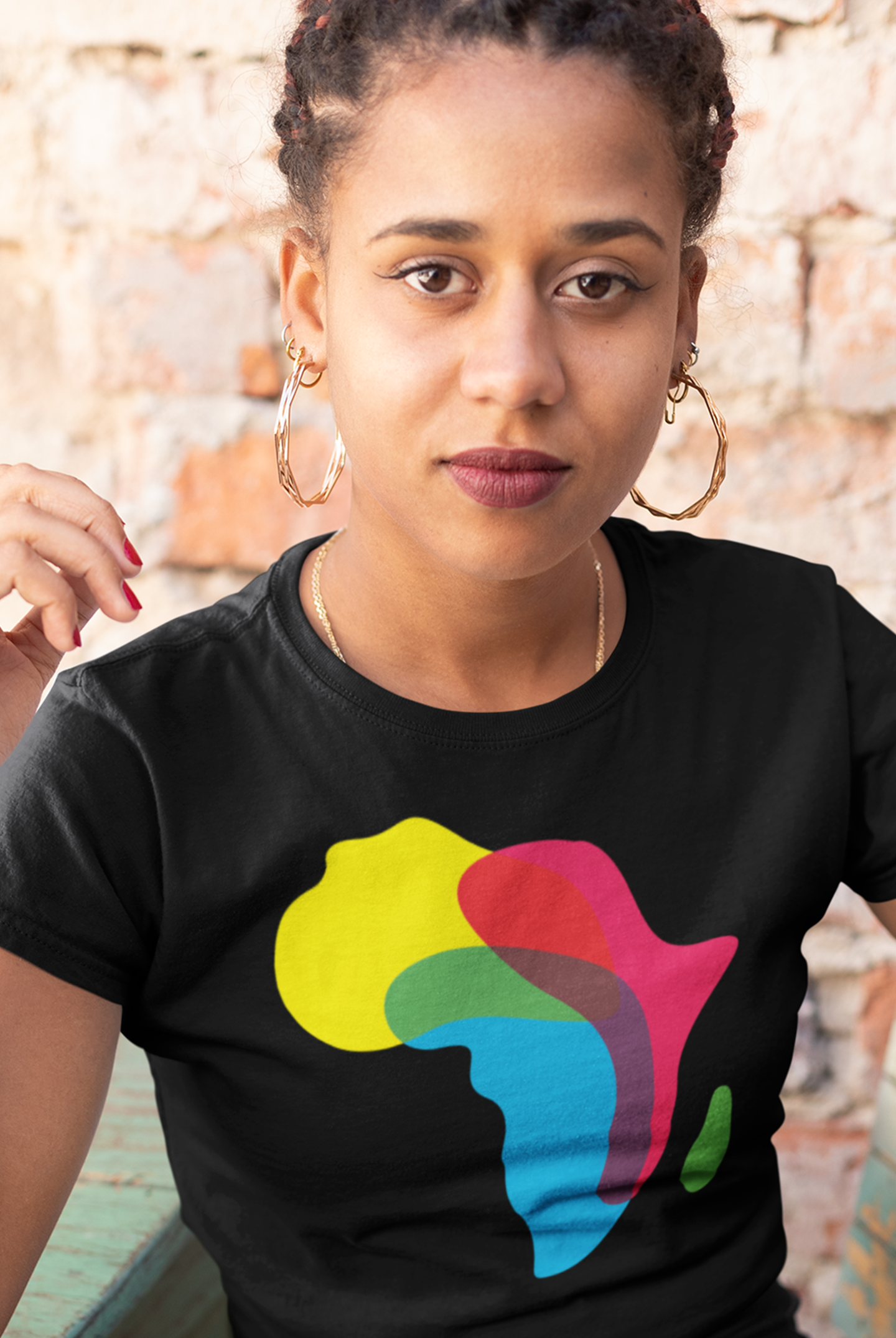 Women's Colorful Africa Map Tee