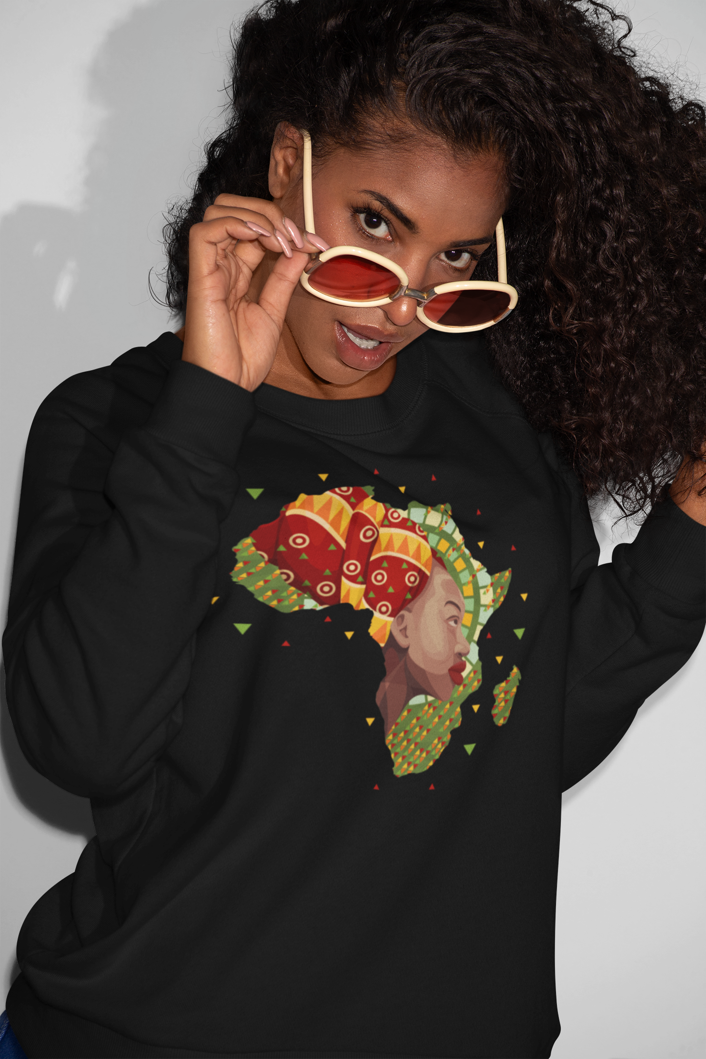 Woman Head in Africa Map Sweatshirt